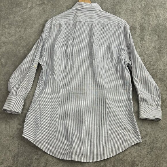 John Varvatos USA Shirt Mens Medium Striped Peace Sign Logo Button Up Casual - Picture 9 of 10